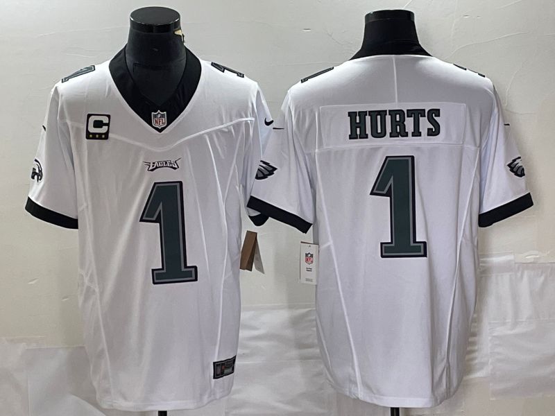 Men Philadelphia Eagles #1 Hurts White 2023 Nike Vapor Limited NFL Jersey style 1->nba hats->Sports Caps